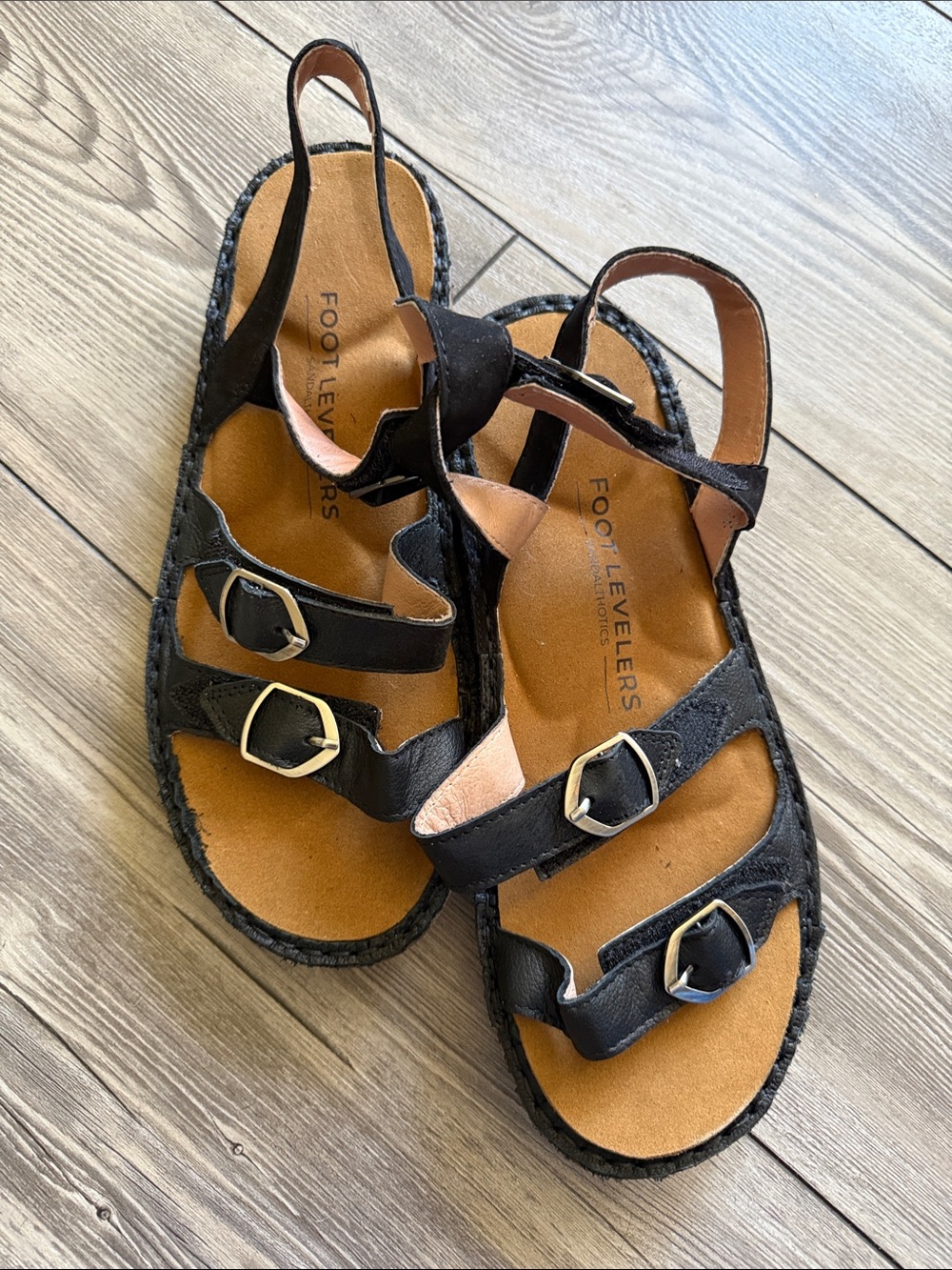 Naot Black Leather Buckle Sandals for Women szie 39
